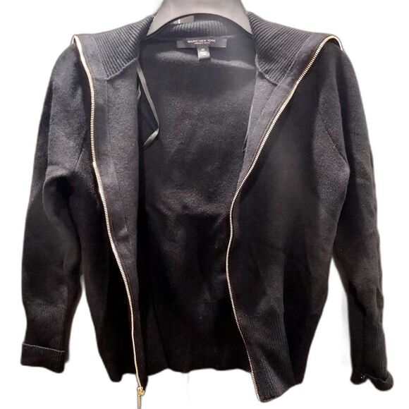 Marc New York Andrew Marc Black Zip Up Sweater Jacket Size Small Petite PS - Picture 3 of 7